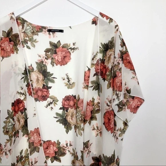 Color Swatch Floral Kimono Cardigan Top Size L - Picture 2 of 12